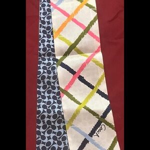Coach Navy and White Silk Scarf
